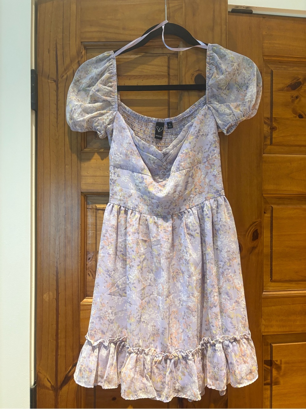 Lavender Floral Puff-Sleeve Dress-Windsor